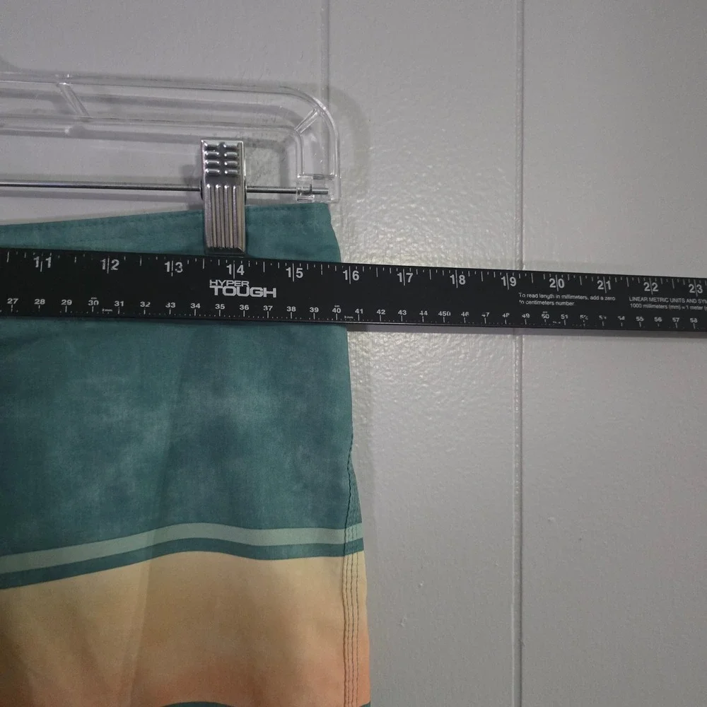 O'Neill Board Shorts Mens 30 Teal Orange Striped Good Stretch Swim‎ Trunks